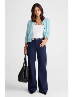 NWT Madewell The Wide-Leg Pant Twill Midnight Navy Blue